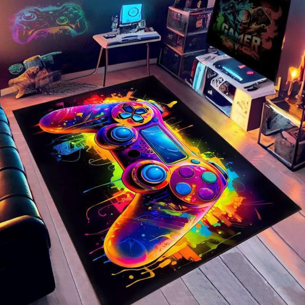 Gaming Rug for Boys Room Gamer Rug with Controller Design Rug for Game Room Bedroom Decor Non-slip Machine Washab Mat Doormat