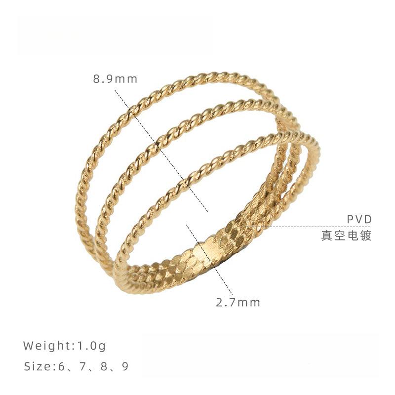 

Минималистичное кольцо Auruofeng с трехслойной резьбой, женское кольцо нишевого дизайна с холодным ощущением, аксессуары из титановой стали, не выцветающие 9