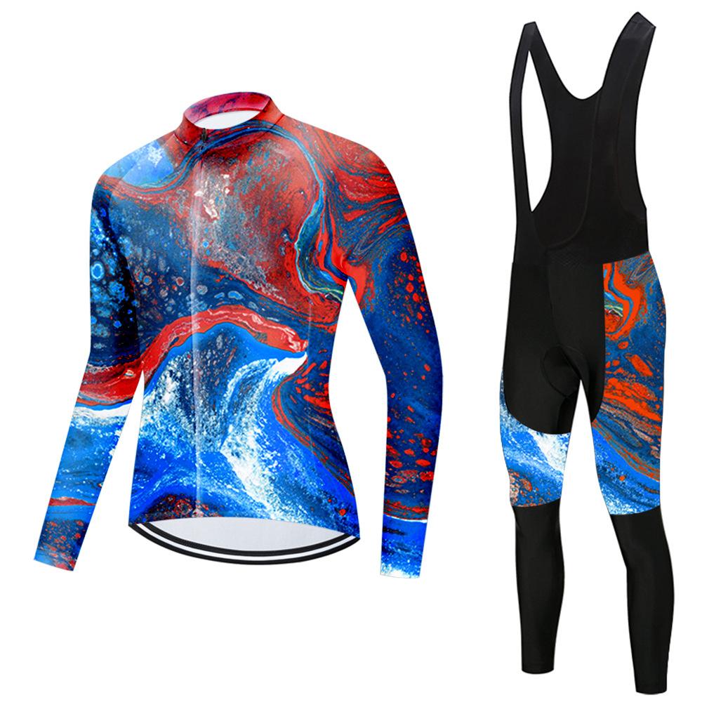 Set Long Sleeve Top Strap Pants Cycling Suit 2026 Autumn Breathable Cycling Suit Set