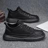 Men's Shoes Sports and Leisure Shoes British Casual Black Leather Shoes Trend All-match Men's Comfortable Sneakers
