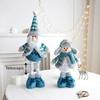 Cute Santa Claus Retractable Doll Blue Merry Christmas Decoration  Party Favors