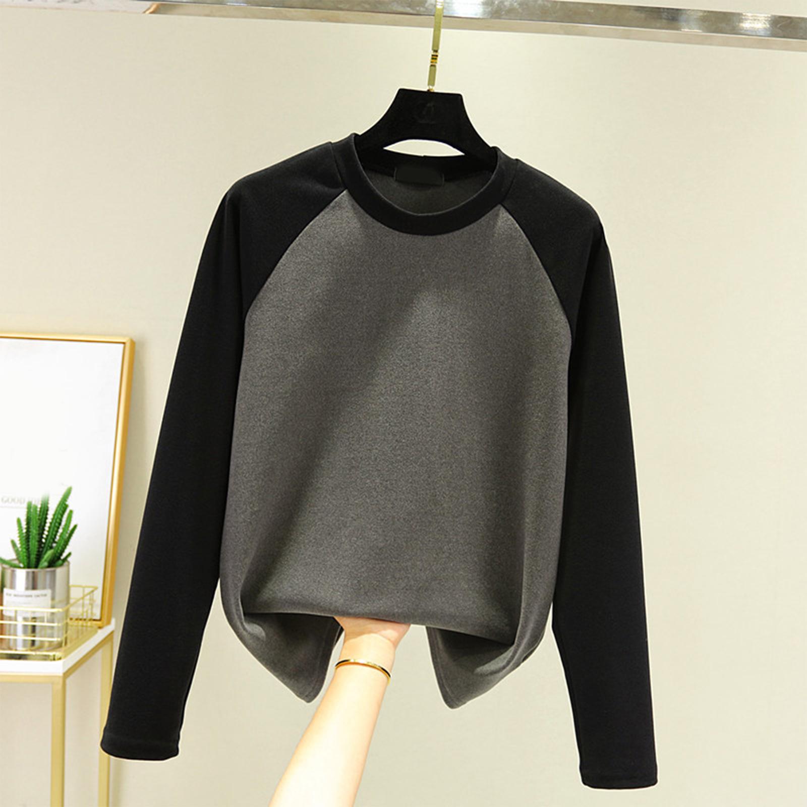 

Ladies Loose Comfortable Casual Fashionable And Warm Underwear With Seamless Round Neck And Thick Velvet Long Sleeves Top XL