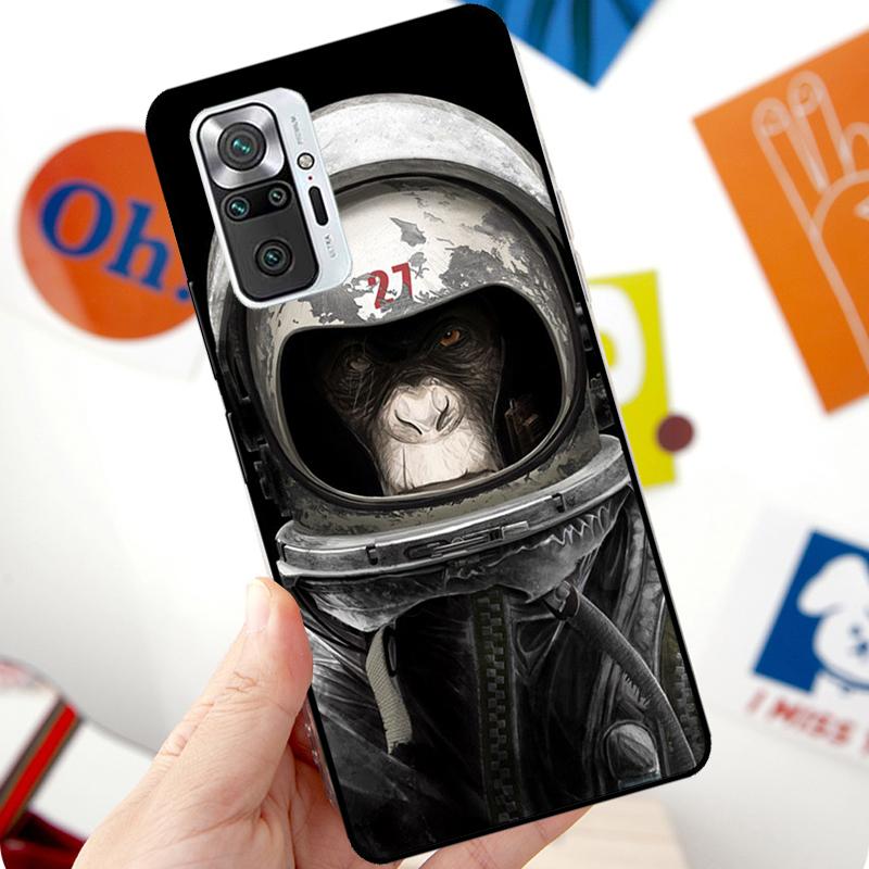 Funny Thinking Monkey With Headphone Case For Xiaomi Redmi Note 12 Pro 11 8 9 10 Pro 9S 10S 11S 12S Redmi 12C 10C 9C 10A Cover