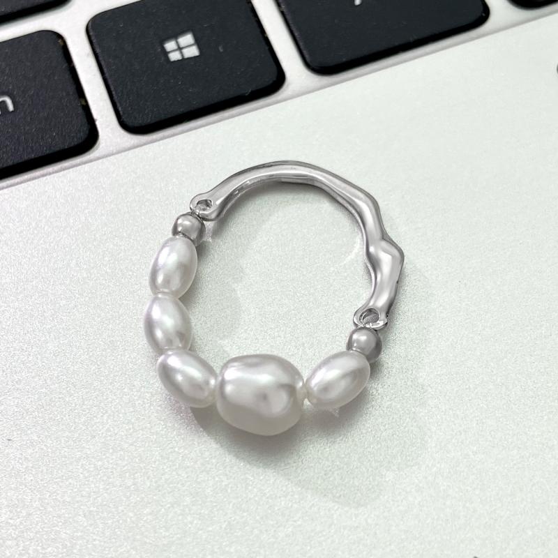 Mode Temperament Perlen Elastisches Seil Ring Retro Unregelmäßige Metallringe für Frauen Einfach Elegant Hochzeitsparty Schmuck