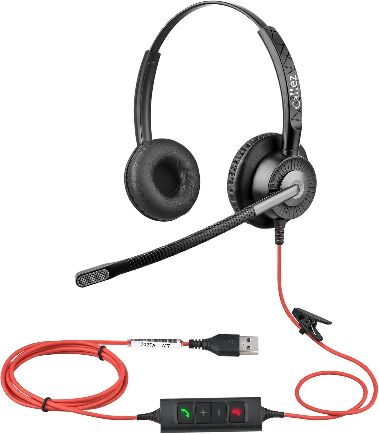 

Callez USB Headset with ENC Dual Noise Cancelling and Wired PC Teams Call Volume Mute Clear Calls for Online Call Working from Web and Online Classes чорний