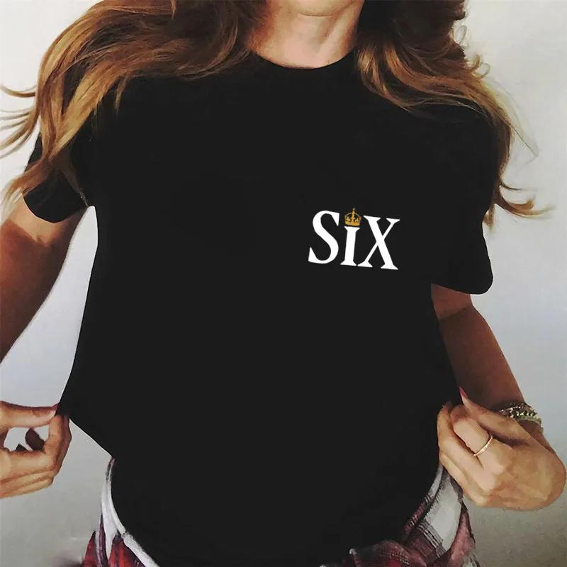 SIX The Musical Queens Letter Hip Hop Print T Shirt Casual O-neck T Shirt for Women Short Sleeve Fashion Female Top