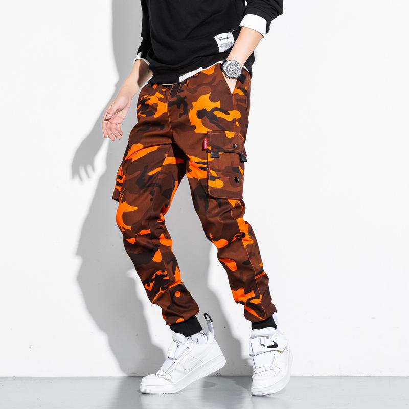 Japanese Style Men's Camouflage Overalls - Loose Casual Pants with Cuffs, Large Size for Teenagers