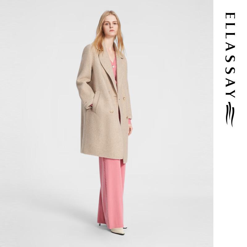 ELLASSAY Women's Cashmere Boucle Double-Breasted Wool Coat