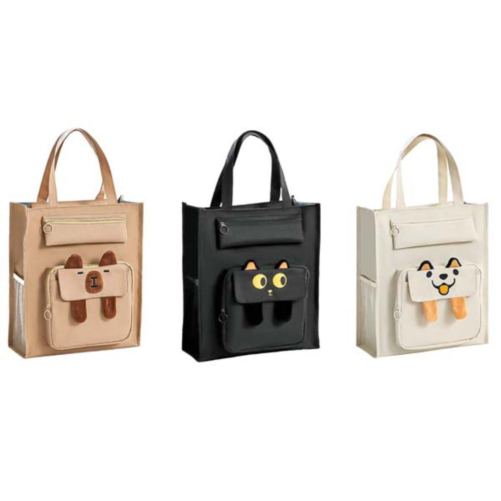 Large Capacity Dog Shoulder Bag Canvas Handbag Student Tote Bag Cute Capybara Canvas Bag  Student