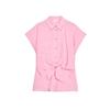 Summer New Women Clothes Single Row Multi-Buckle Comfortable Knot Decoration Short Sleeve Lapel Leisure Shirts Top 2298095