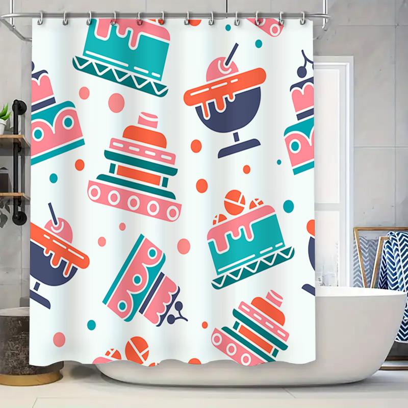 

Blue Red White Cartoon Pattern Shower Curtain For Bathroom Home Decor Waterproof Washable Bath Linen 72X180Cm (Set) Colorful C 90x180cm