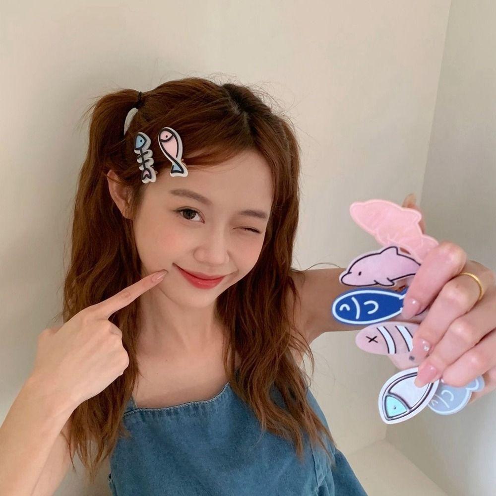 Cartoon Fish Bone Hairpin Geometry Dolphin Barrettes Fashion Animal Hair Clip  Girls