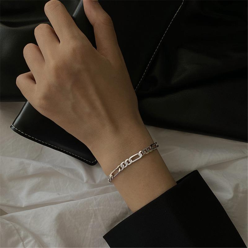 Braccialetto Punk in Acciaio Inossidabile a Catena Figaro per Donne Uomini Unisex Gioielli di Moda Regali