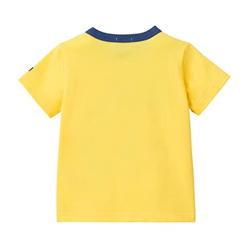 Miki House 62-5201-493 Double Bee T-Shirt, Short Sleeve, Made in Japan, Boys and Girls, Baby, Kids, Children's Clothing, yellow, 6-12 Months