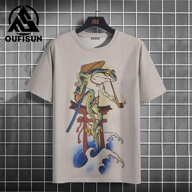 

Футболка в стилі хіп-хоп для чоловіків, японський стиль, візерунок жабо, топ з короткими рукавами, літній повсякденний чоловічий одяг, великий вуличний одяг 6XL