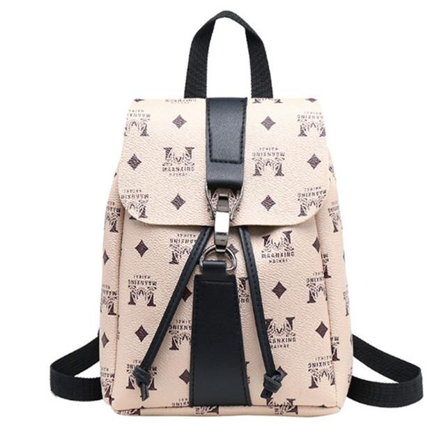 Женский модный маленький рюкзак с буквенным узором маленький ремень в стиле ретро портативная маленькая сумка для мобильного телефона дорожный рюкзак дизайнерские сумки One Size бежевый 1980₽