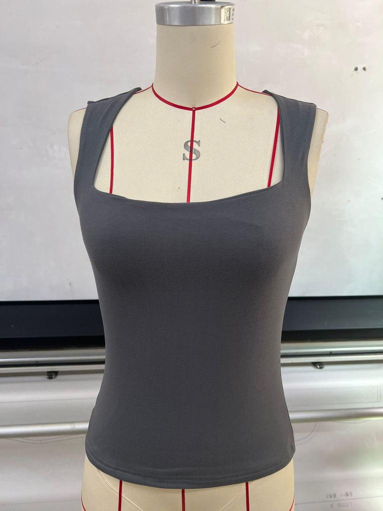 2025 European & American Women's Square Neck Slim Sleeveless Fashion Vest