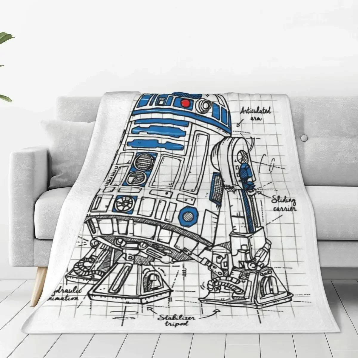 

Gedruckt r2d2 Plan lustige Harajuku Decken Samt Sommer Klimaanlage warme Decken für Bett Outdoor Tages decke 75x90cm