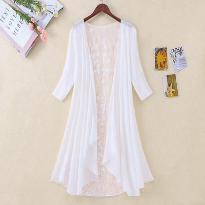 Summer Women Midi Long Embroidery Shawl Cardigan Casual Thin Irregular Cotton Linen Cardigans Lady Sun Protection Clothing