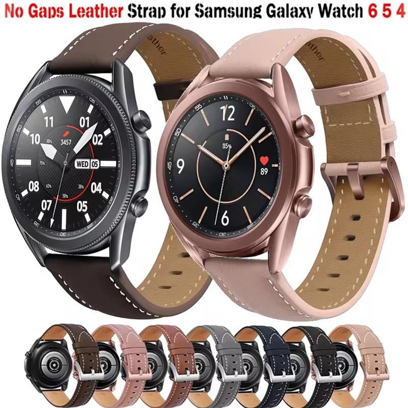 20mm Leather Strap For Samsung Galaxy Watch7 6 5 4 44mm 40mm Active 2 GearS3 22mm Bracelet For Huawei Watch GT4 Replacement Band