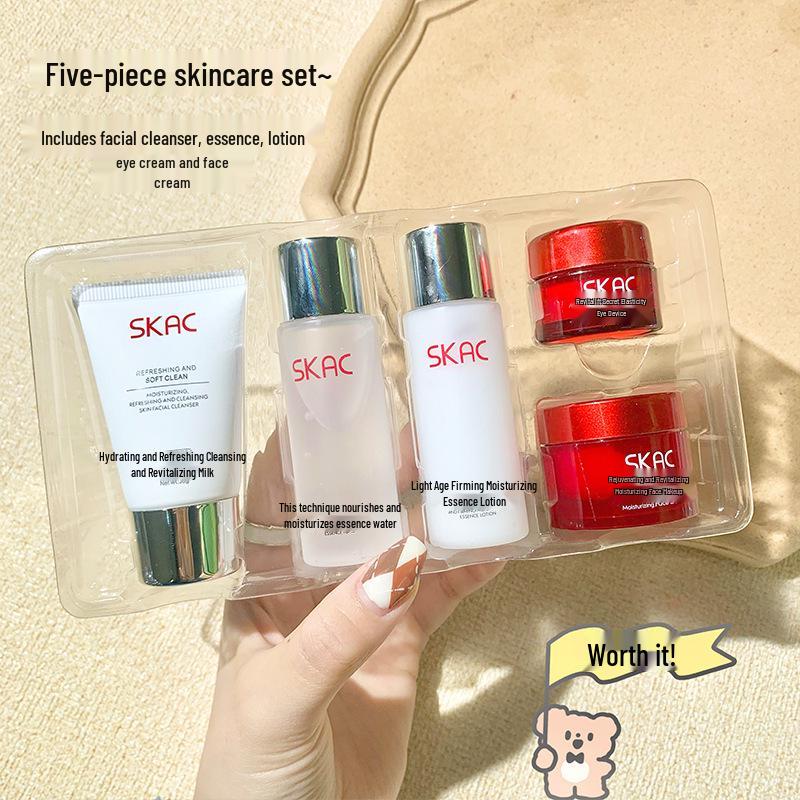SKAC Star Travel Moisturizing Set: Toner, Lotion, Cleanser, Skincare, Beauty Salon 5-Piece Kit