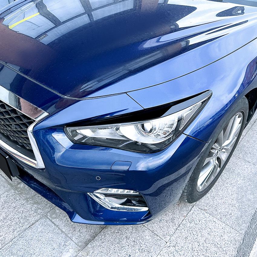 For Infiniti Q50 2014+ Headlight Eyebrow Eyelid Trim Lamp Cover Sticker Car Accessories