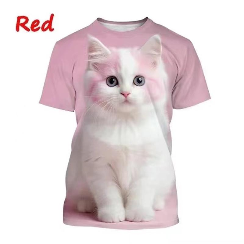 Nové 3D tištěné tričko s kočkou Roztomilé zvíře Mazlíček Kočka Grafické tričko Pro muže a ženy Módní s kulatým výstřihem Krátký rukáv Ležérní topy
