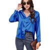 Women Shirt Lapel Long Sleeve Smooth Satin Shirt Tops Solid Color Loose Fit Casual Shirt Office Lady Shirt Daily Wear