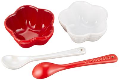 Mini Fleur Heat-Resistant Container Set, Cherry Red with White Luster, Heat and Cold Resistant, Microwave and Oven Safe, Perfect for Weddin