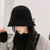 Chenille Women Panama Cap Solid Color Bucket Hat Elegant Knitted Fisherman Hat  Streetwear