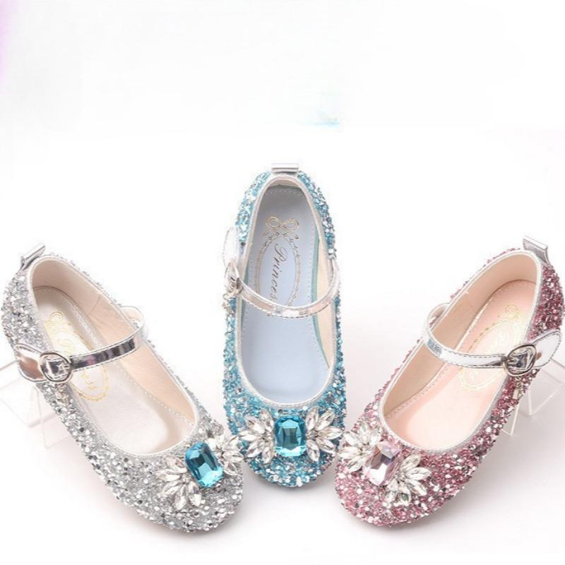 Mädchen Modische Prinzessin Schuhe Kinder Kristallschuhe mit Kleid Performance Schuhe Laufsteg Weichsohlige Kleine Lederschuhe