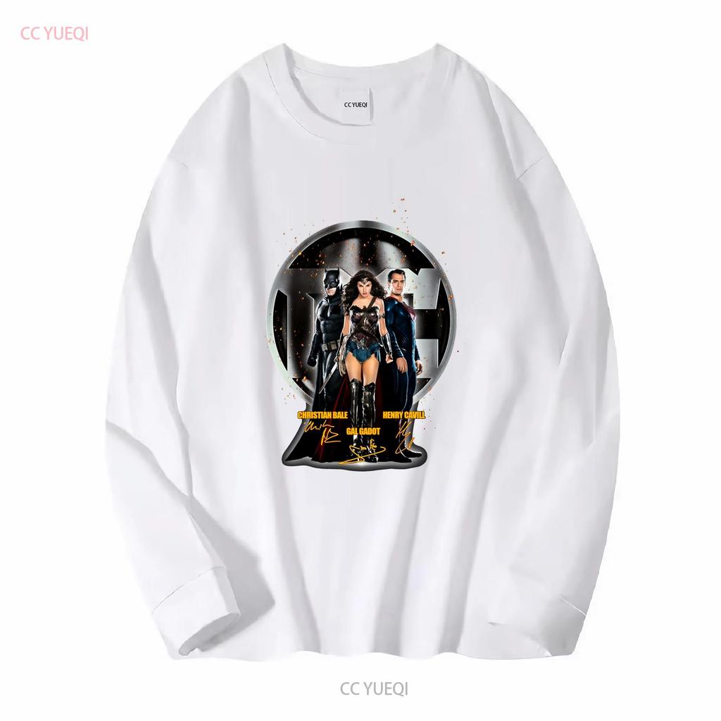 Gal Gadot Henry Cavill Christian Bale Unterschrift T-Shirt lange oder kurze Ärmel vintage gewaschen Grafik Unisex Freizeit