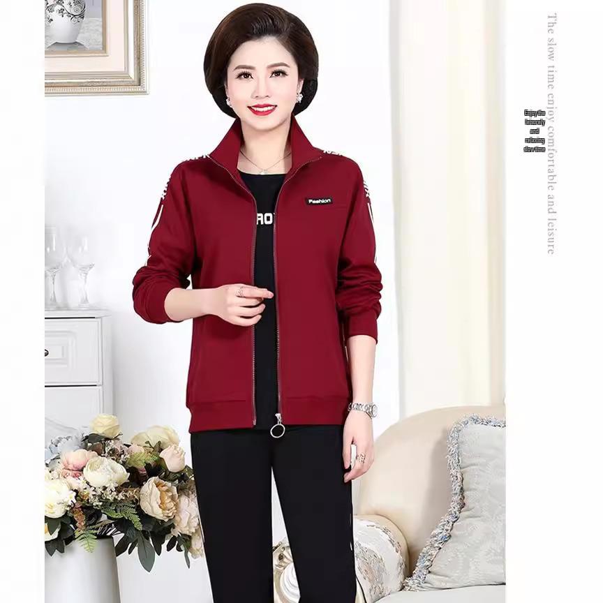 Spring Two-Piece Sportswear Set for Middle-Aged and Elderly Women