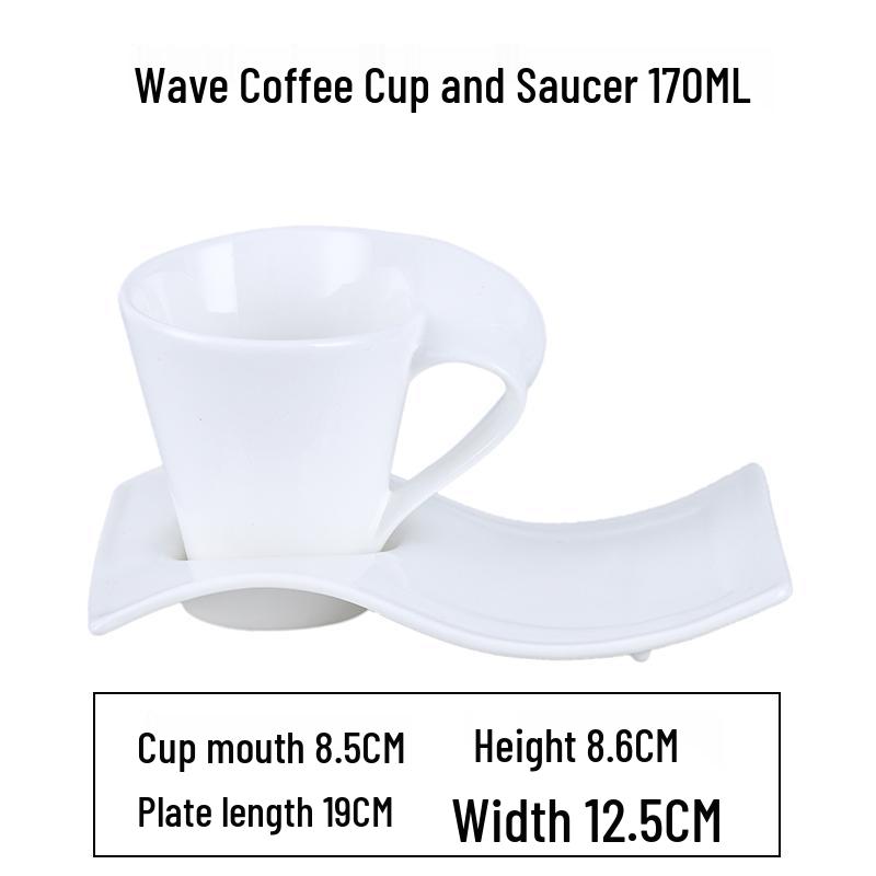 European Latte Art Cappuccino Cup & Saucer Set - White Ceramic Tea/Coffee Cup for Hotel Guest Room
