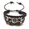 Men  Vintage Woven Leather Bracelet Alloy Guitar Leather Bracelet Set
