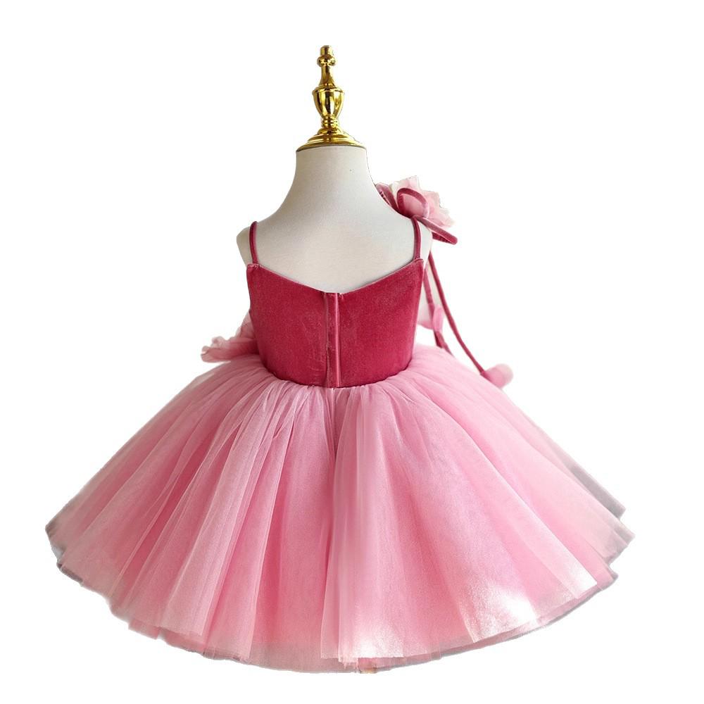 Hostess Puffy Princess Dress: Flower Girl Wedding & Children's Piano Performance Outfit for Birthdays (One-Year-Old)