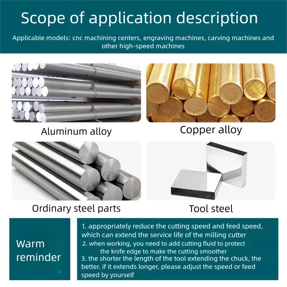 4mm 6mm 8mm12mm 16mm Shank Milling Cutters HRC55 CNC Router Bit  Aluminum Steel Machining