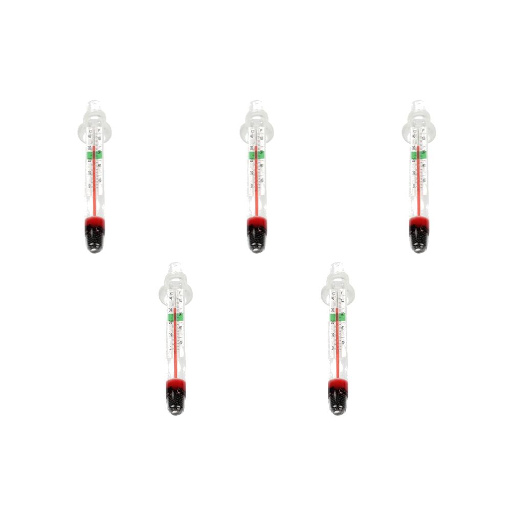5Pcs Floating Aquarium Thermometer Fish Tank Glass Temperature Measuring Tool With Suction Cup Fahrenheit Celsius Accessories