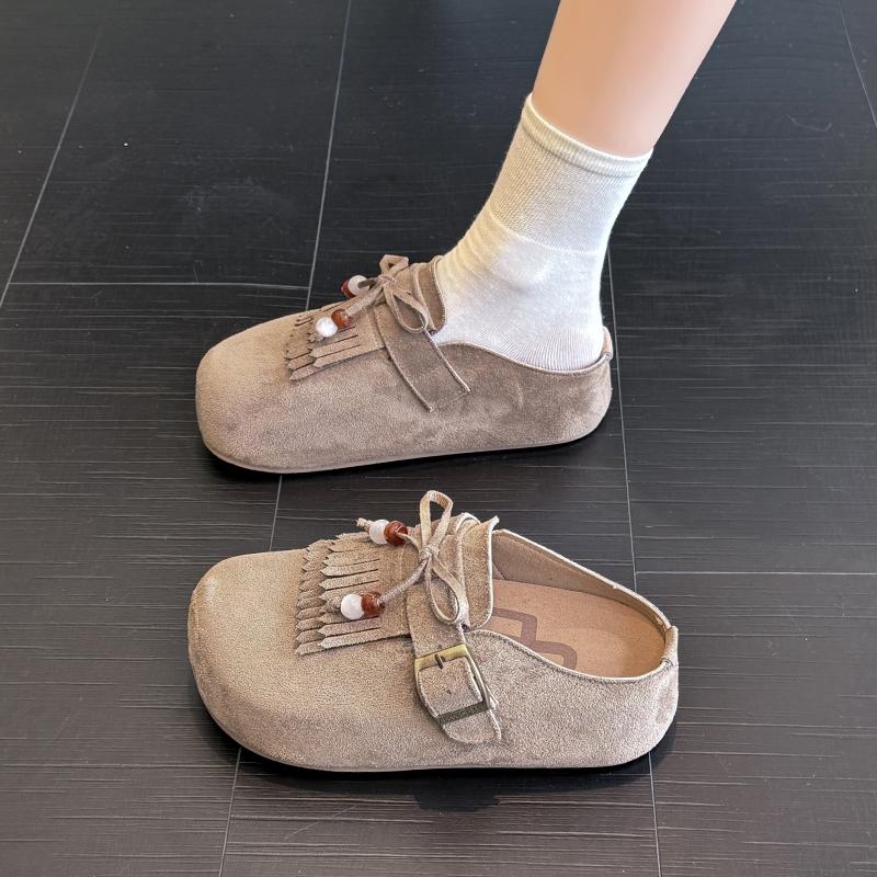 Fashion 2025 Spring-autumn Fashionable One-piece Thick-soled Height-increasing Half-heeled Shoes Women's Retro-style Headband Slippers