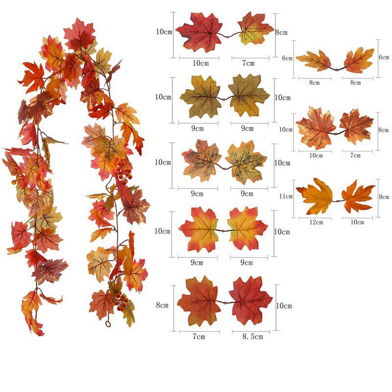 Artificial Autumn Fall Maple Leaves Garland For Home Party Decoration Vibrant Colors 175cm Long