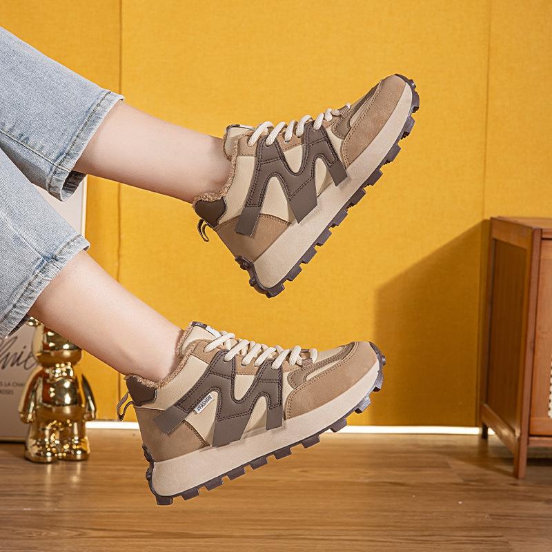 Forrest Gump Schuhe Damen Herbst und Winter Samt Mädchenschuhe Vielseitige Plateausohle Studenten Rutschfeste Lässige Sportschuhe