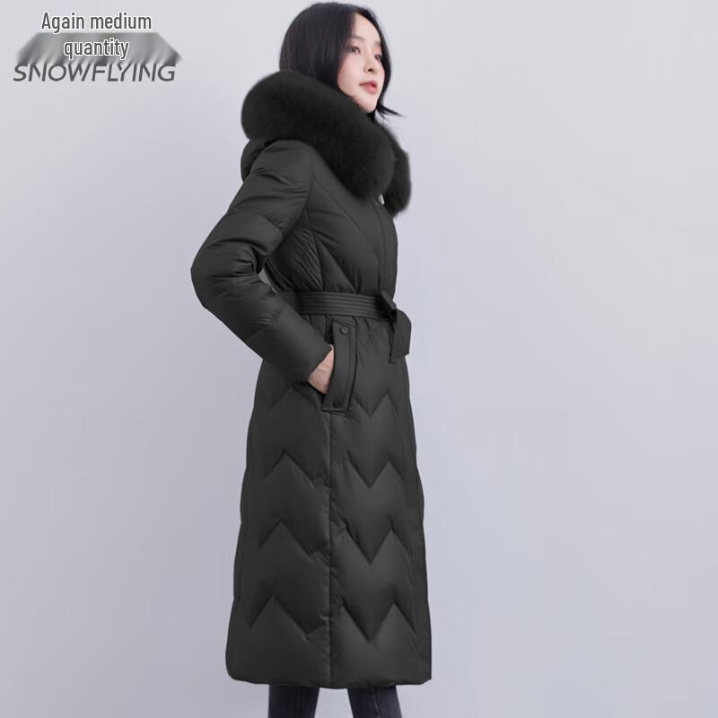 

Xuezhongfei Women s Long Down Jacket with Fox Fur Hood L