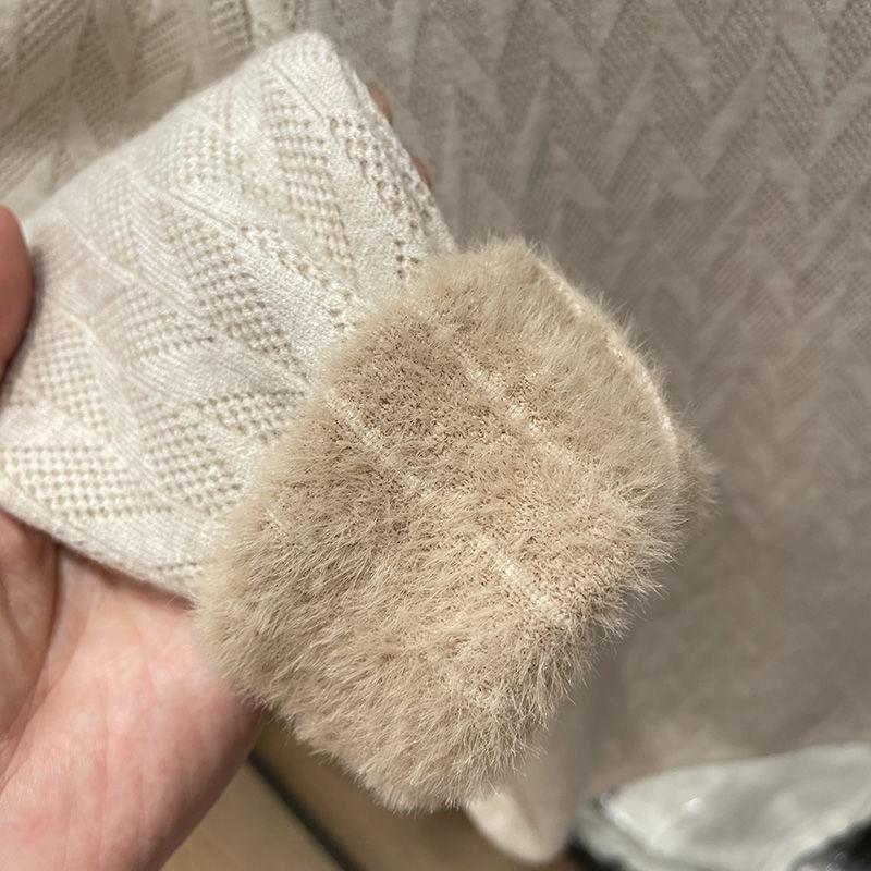 Dámský podzimní zimní nový módní kašmírový spodní svetr Teplý silný sametový pohodlný svetr s kulatým výstřihem