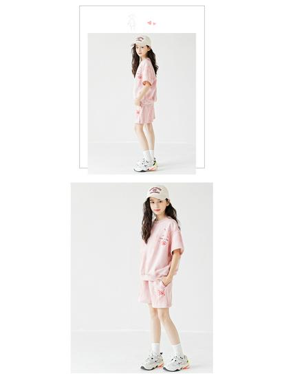 2025 Korean Style Girls' Tie-Dye Short Sleeve Pants Set - Fashionable Big Kid Sports Two-Piece Outfit