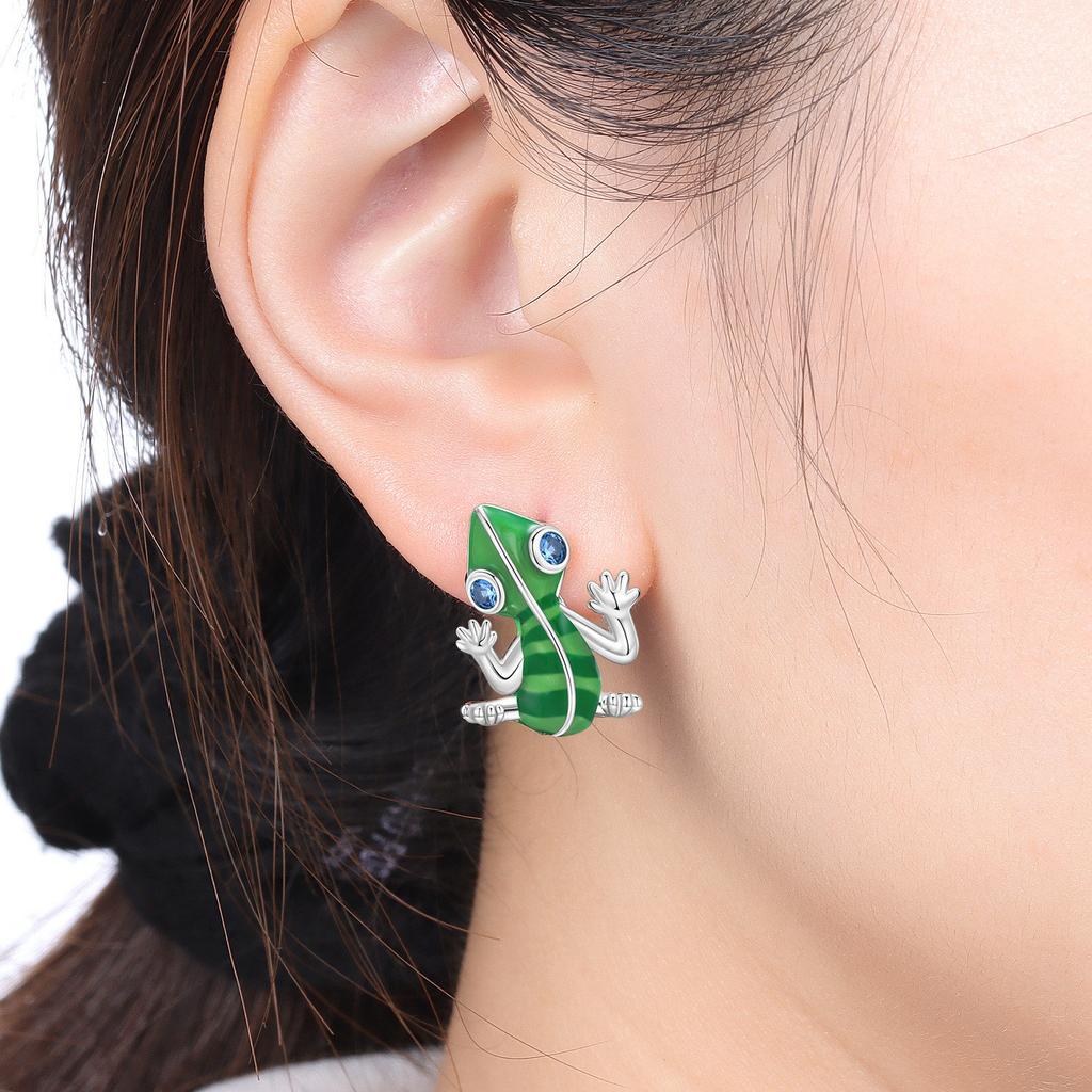 Orstarry S925 Silver Earring Cute Animal Sloth Chameleon Earrings For Women Birthday Gift Silver Jewelry