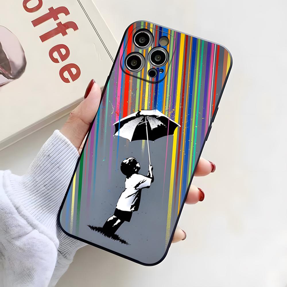 

Banksy Graffiti Artwork Phone Case For IPhone 17 Pro Max 16 15 14 Pro Max 13 11 X Xs Xr 8 7Plus Silicone Cover iPhone17