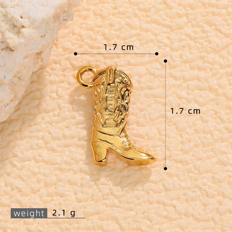 Western Cowboy Boot Stainless Steel Enamel Pendant - DIY Necklace & Bracelet Charm Jewelry.