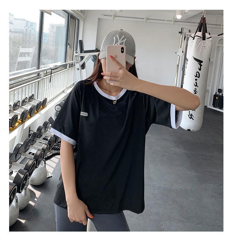 

Женский быстросохнущий топ с коротким рукавом для йоги и бега свободного кроя - Большой размер, утягивающая спортивная футболка XL (recommended 125-140 jin)