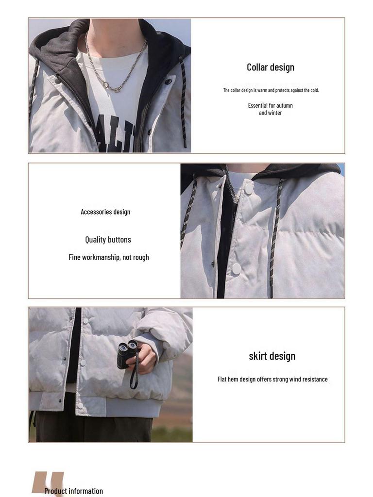 Men's Winter Thickened Hooded Cotton Jacket - Two-Piece Design, Warm Casual Outerwear