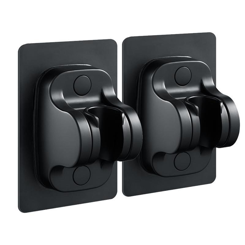 Suction Cup Shower Rack Wall Mount Adjustable Shower Head No Punch Black Bracket Bathroom Accessories